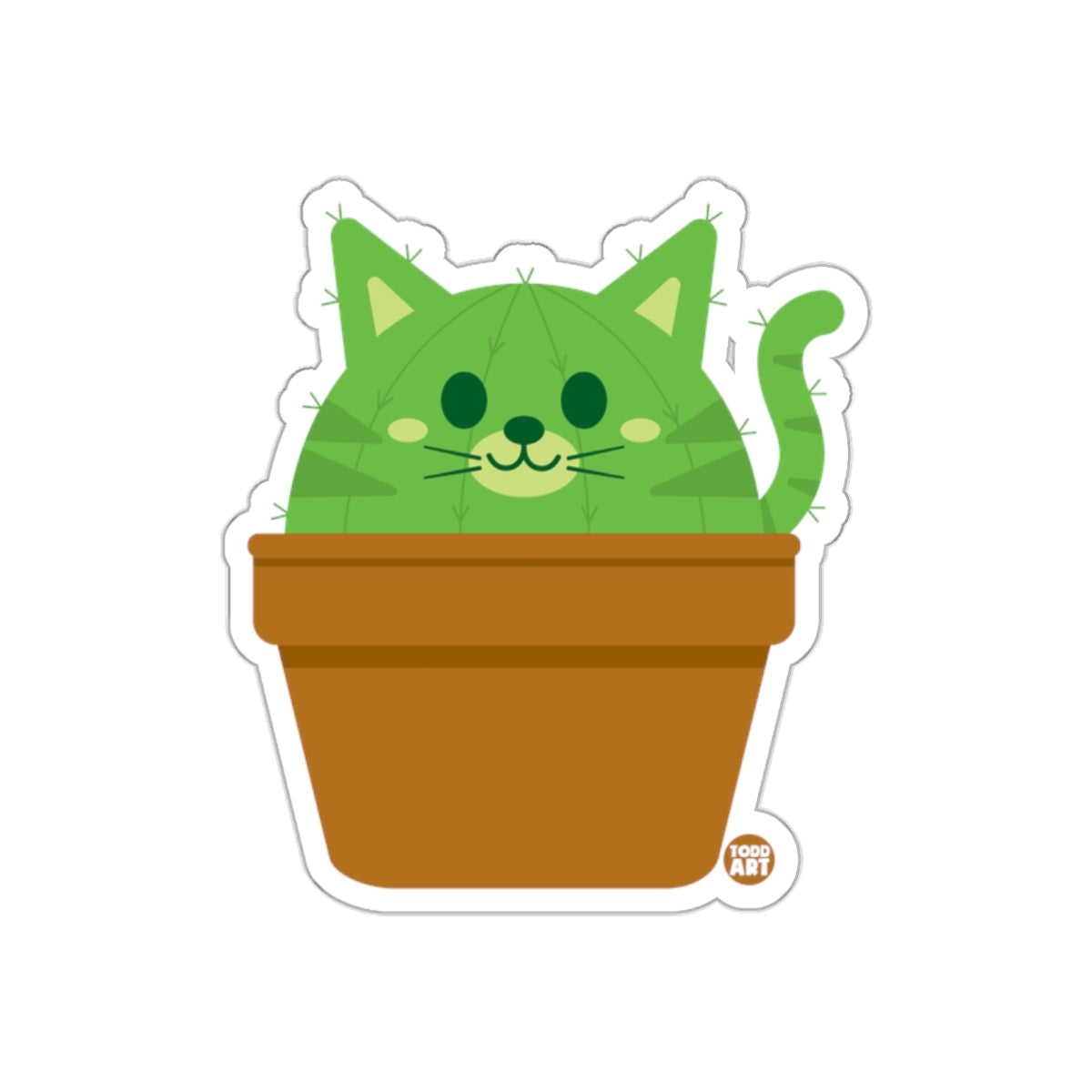 Cute Cactus Cat in Pot Sticker Adorable Design