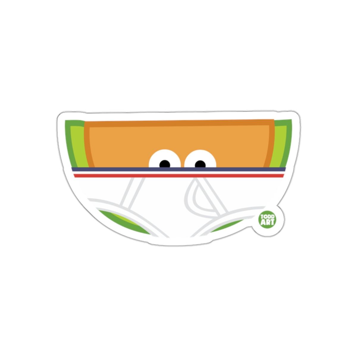 Cartoon Melon Slice with Underwear Sticker Design
