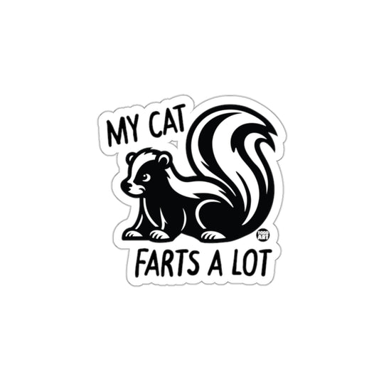 Black and White My Cat Farts A Lot Humor Sticker