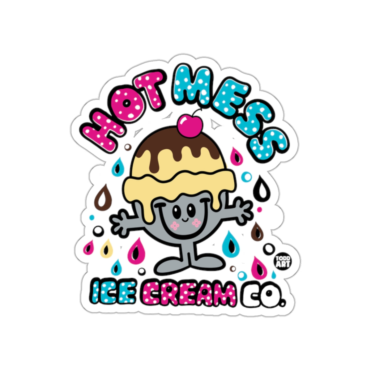 Hot Mess Ice Cream Co. Cute and Fun Sticker