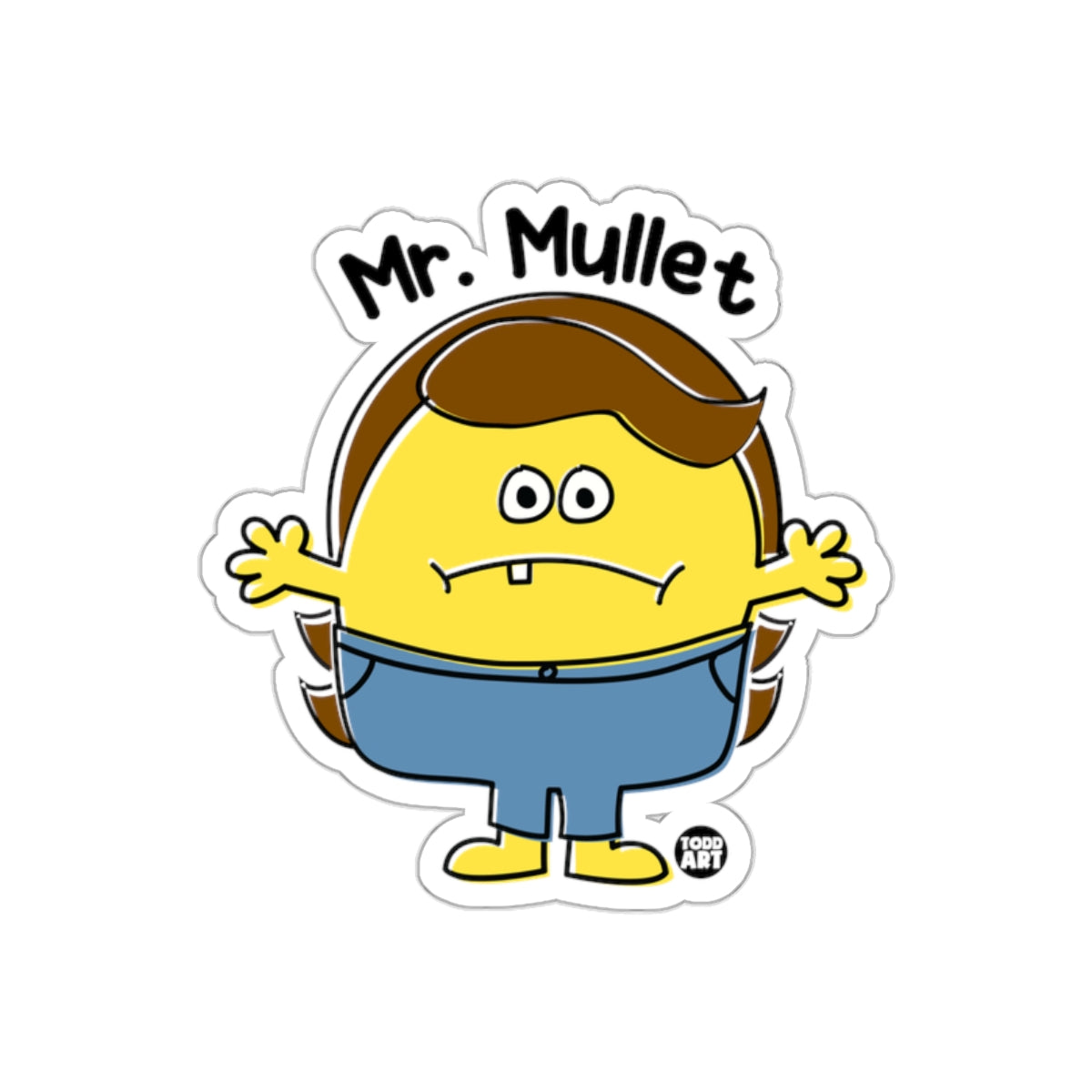 Mr. Mullet Cartoon Character Sticker Decal