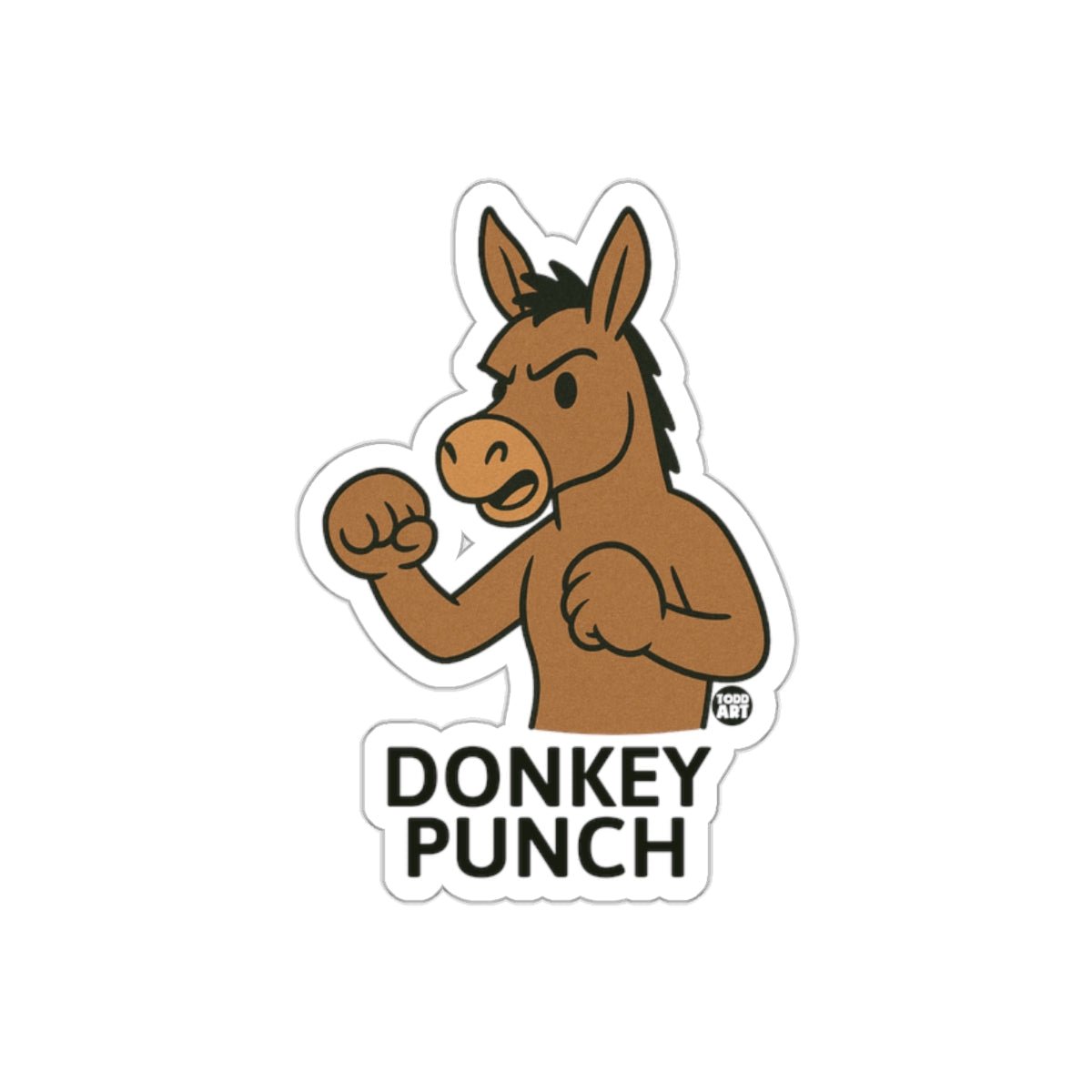 Angry Donkey Punch Cartoon Design Art Sticker