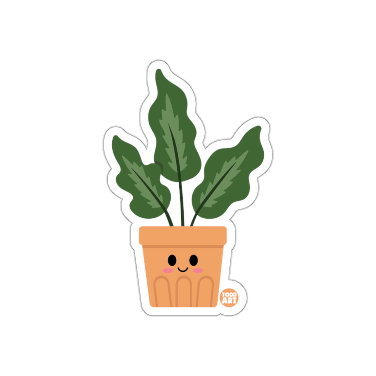 Smiling Potted Plant with Cute Face Sticker