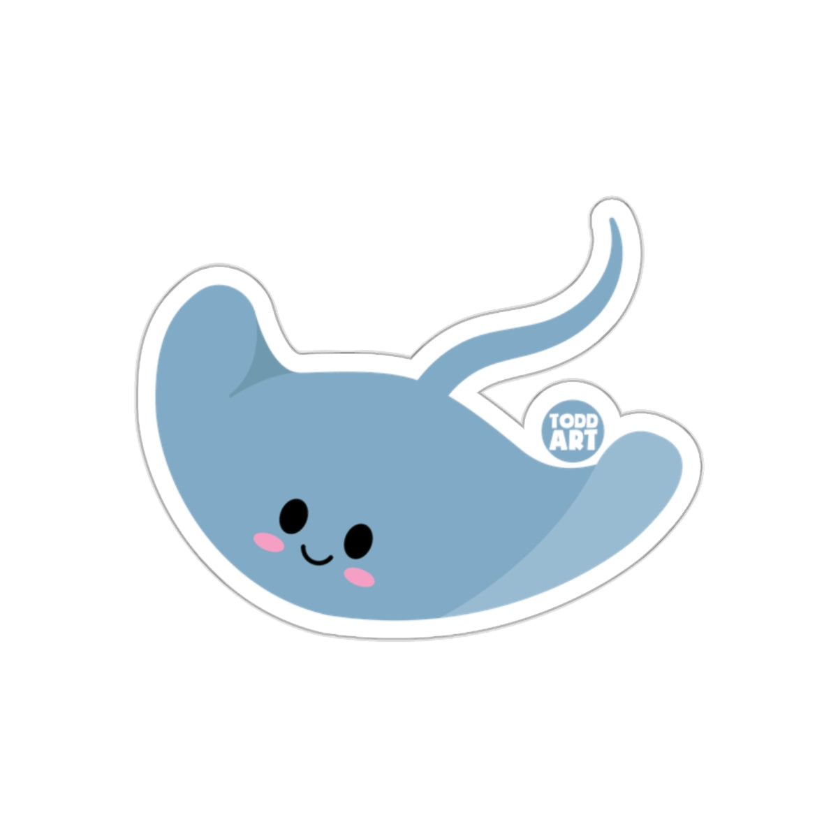Cute Happy Blue Stingray Sticker Todd Art Design