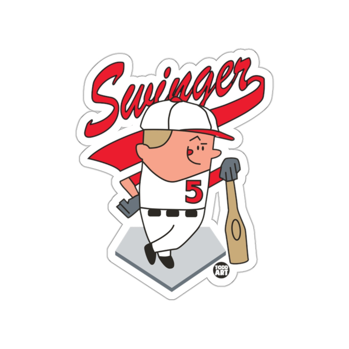 Swinger Cartoon Baseball Player Sticker Fun Design