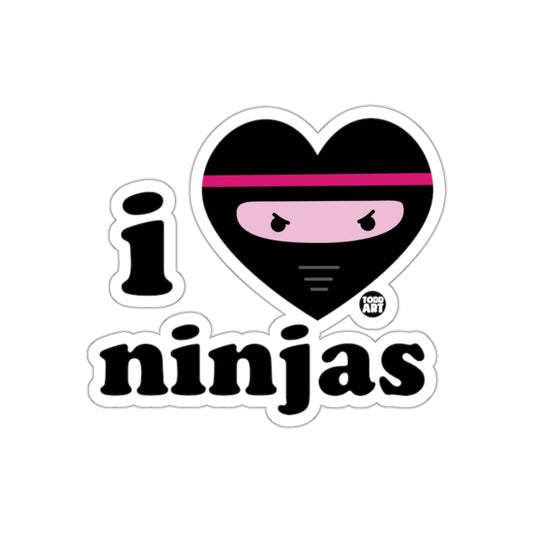 I Love Ninjas Heart Sticker - Fun Ninja Design Decal