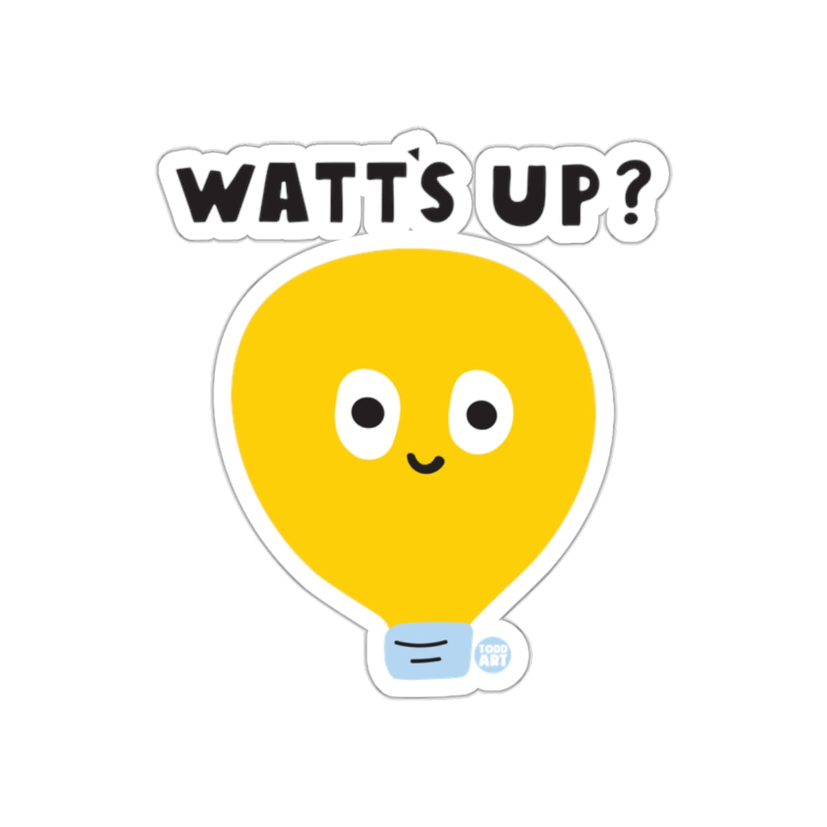 Watt's Up Smiling Light Bulb Character Sticker