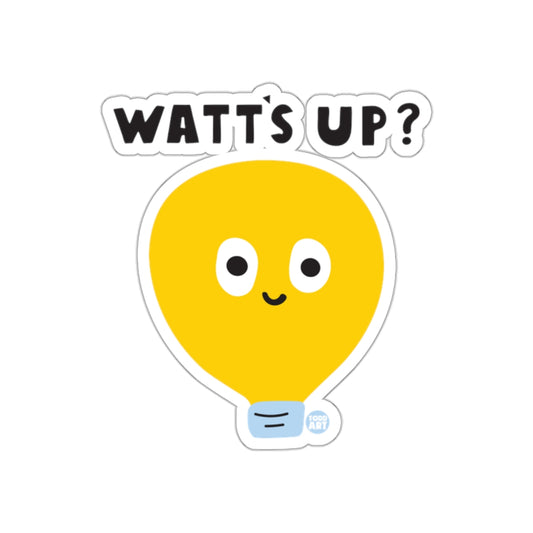 Watt's Up Smiling Light Bulb Character Sticker