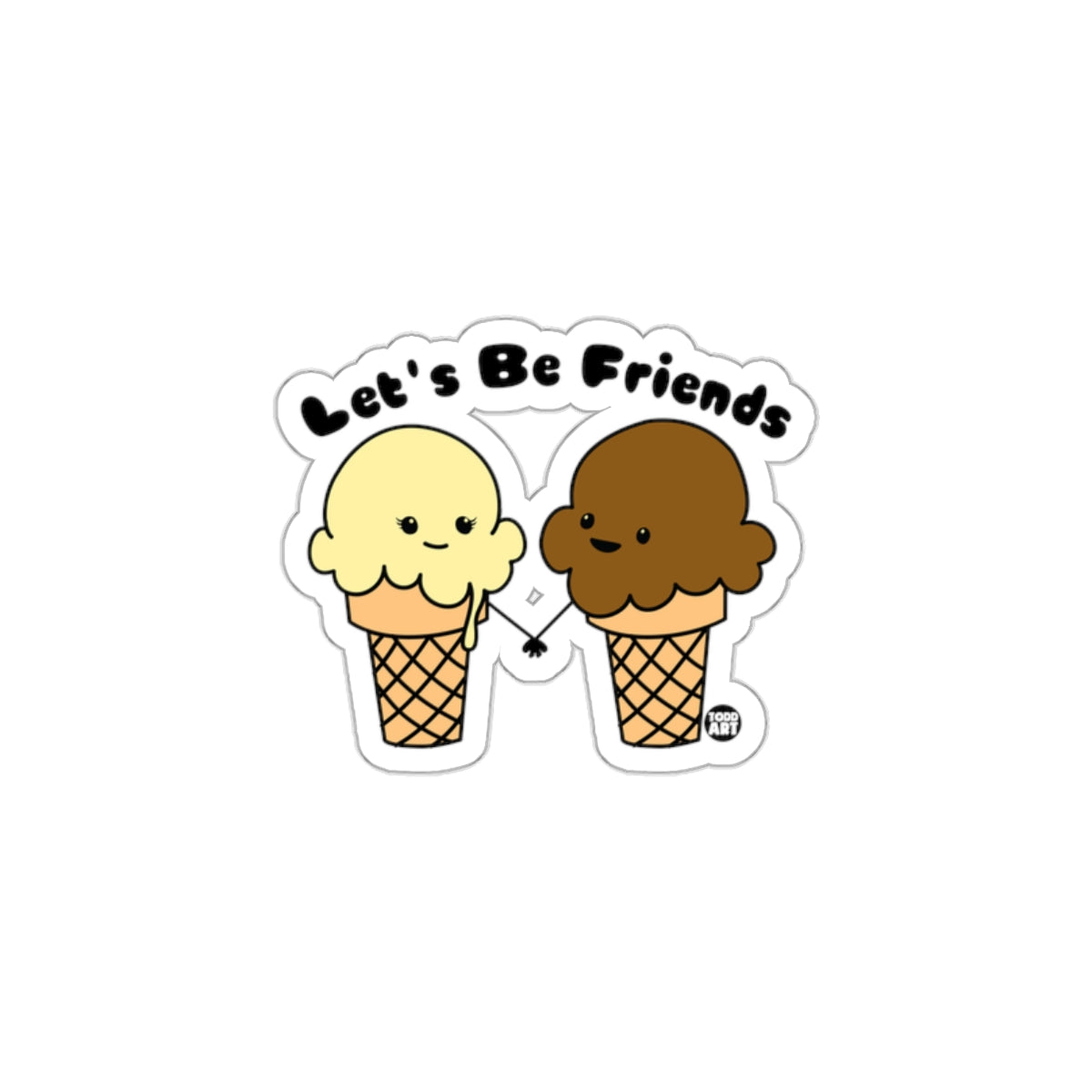Let's Be Friends Ice Cream Cartoon Sticker