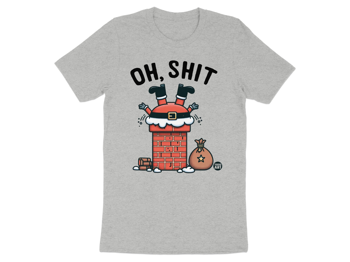 Santa Stuck In Chimney Funny Graphic Holiday Shirt