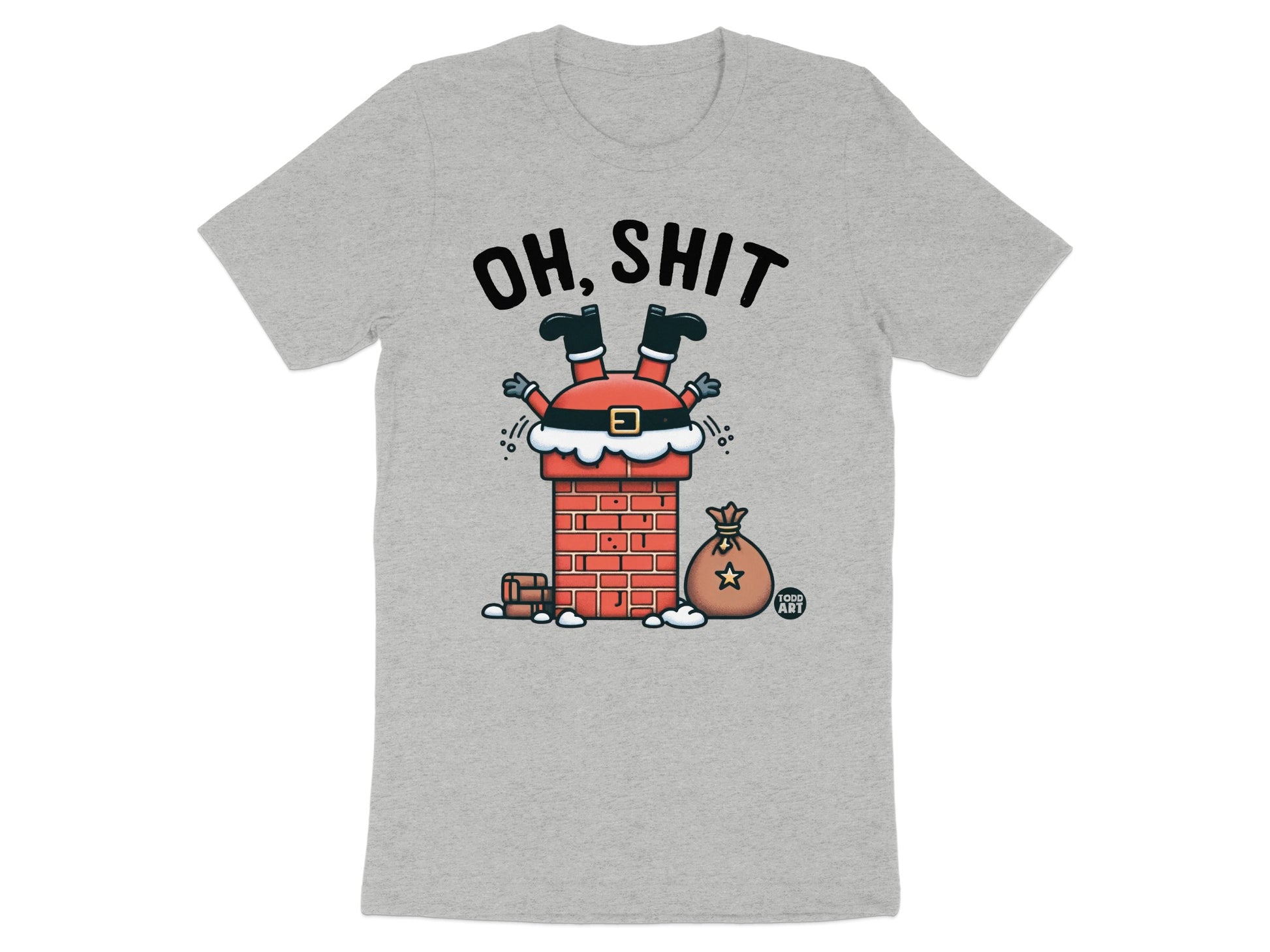 Santa Stuck In Chimney Funny Graphic Holiday Shirt