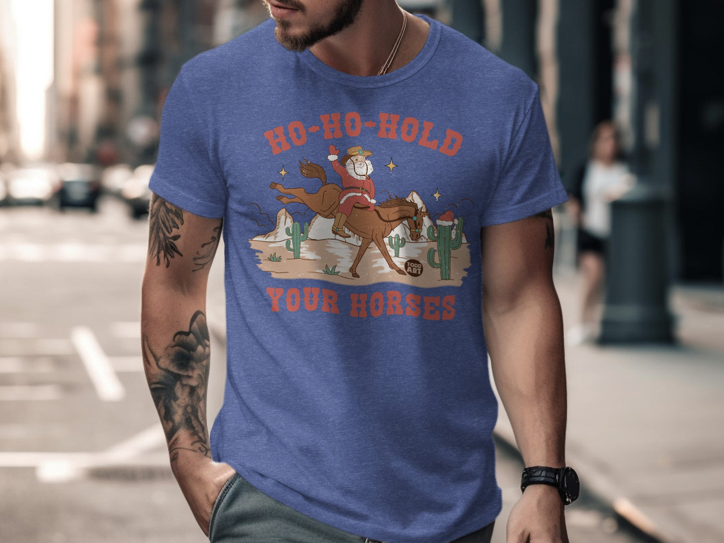 Ho-Ho-Hold Your Horses Santa Riding T-Shirt
