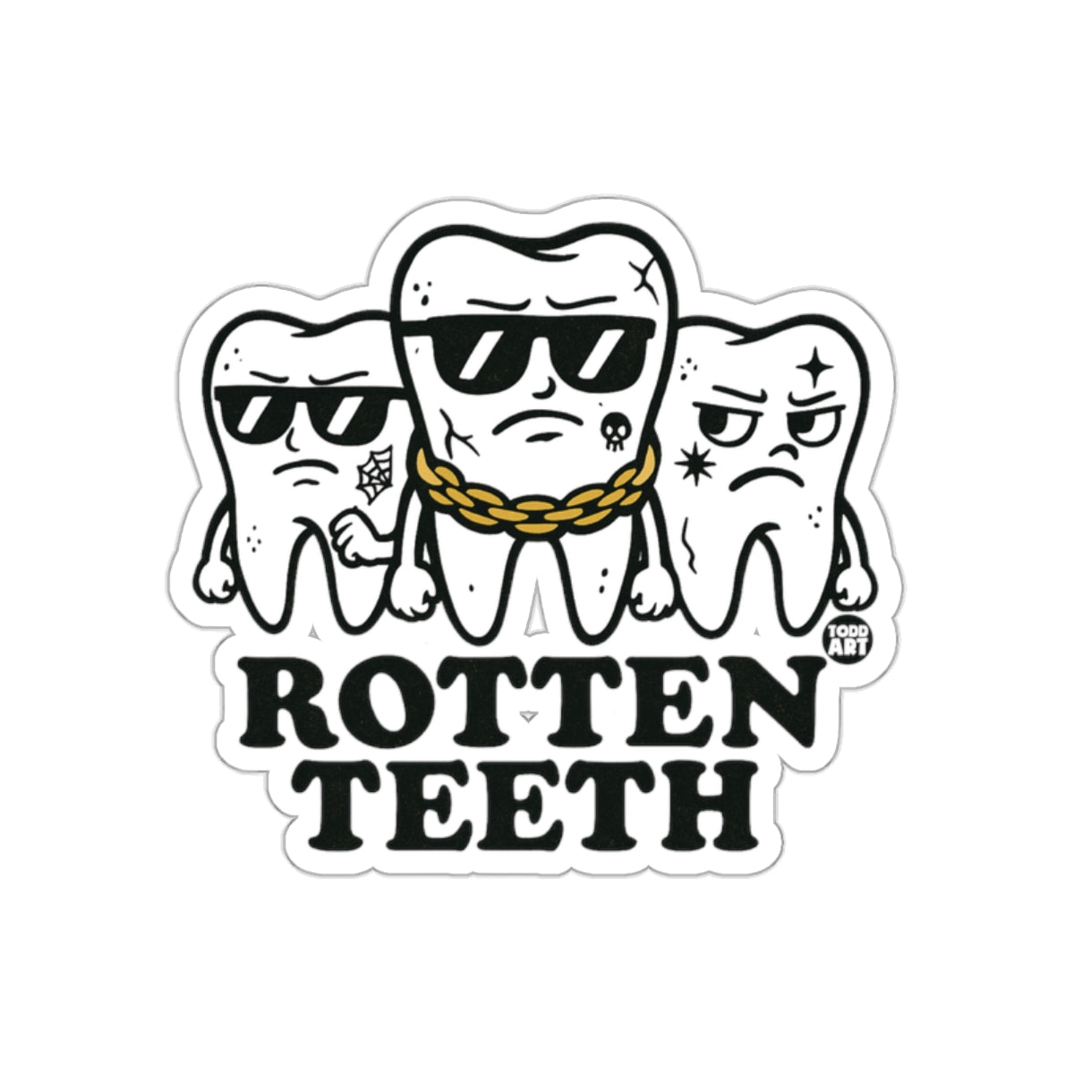 Rotten Teeth Funny Cool Cartoon Sticker Design