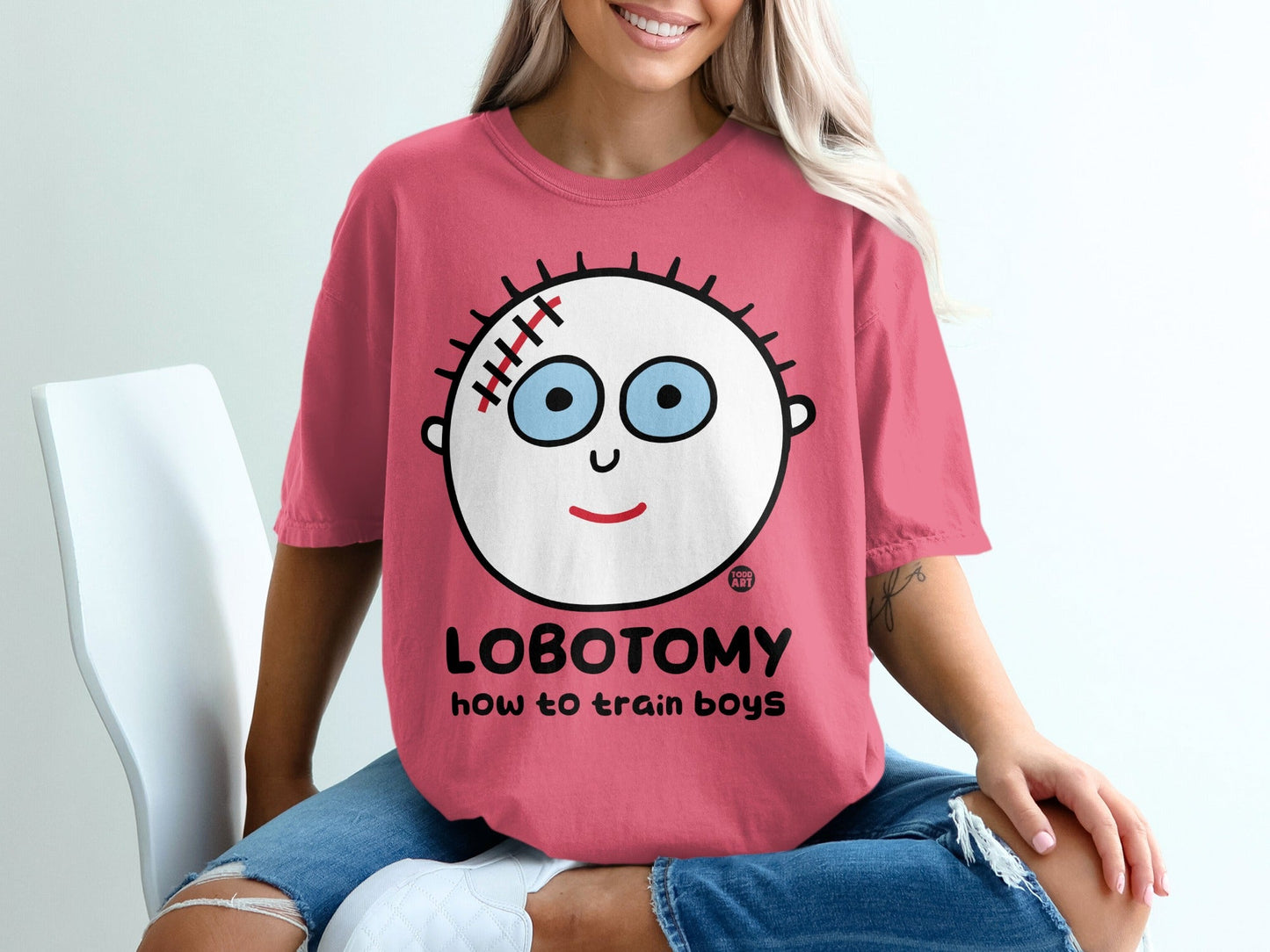 Funny Lobotomy How To Train Boys Graphic Tee Shirt