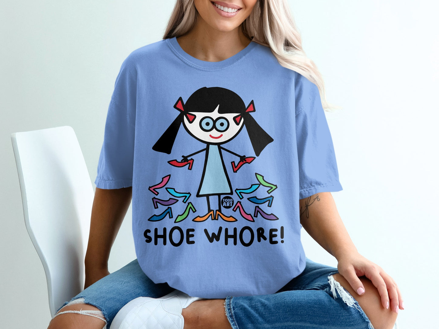 Funny Shoe Whore Cartoon T-Shirt Women's Casual Tee