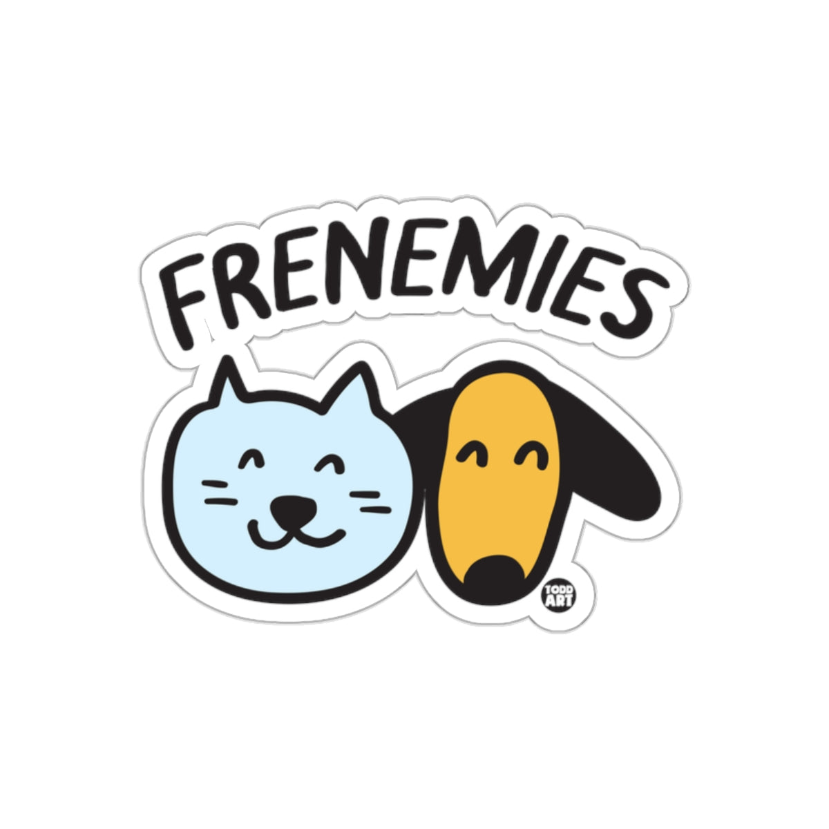 Frenemies Cat and Dog Cartoon Sticker Product