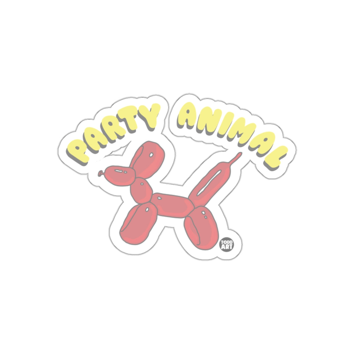Party Animal Balloon Dog Sticker Unique Design