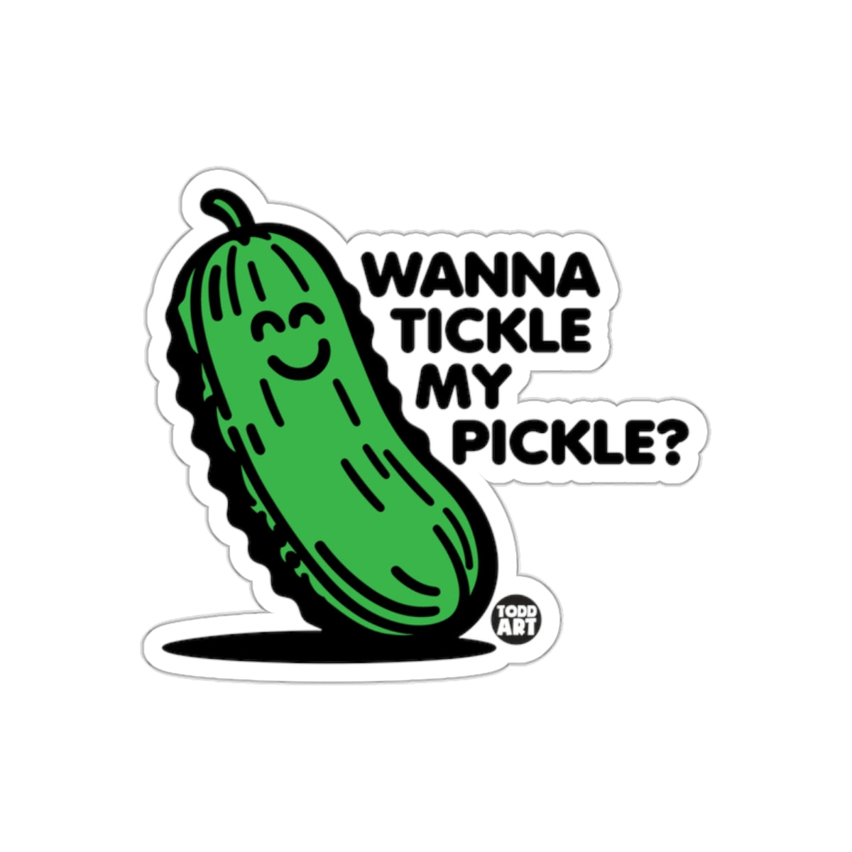 Wanna Tickle My Pickle Funny Green Pickle Illustration sticker