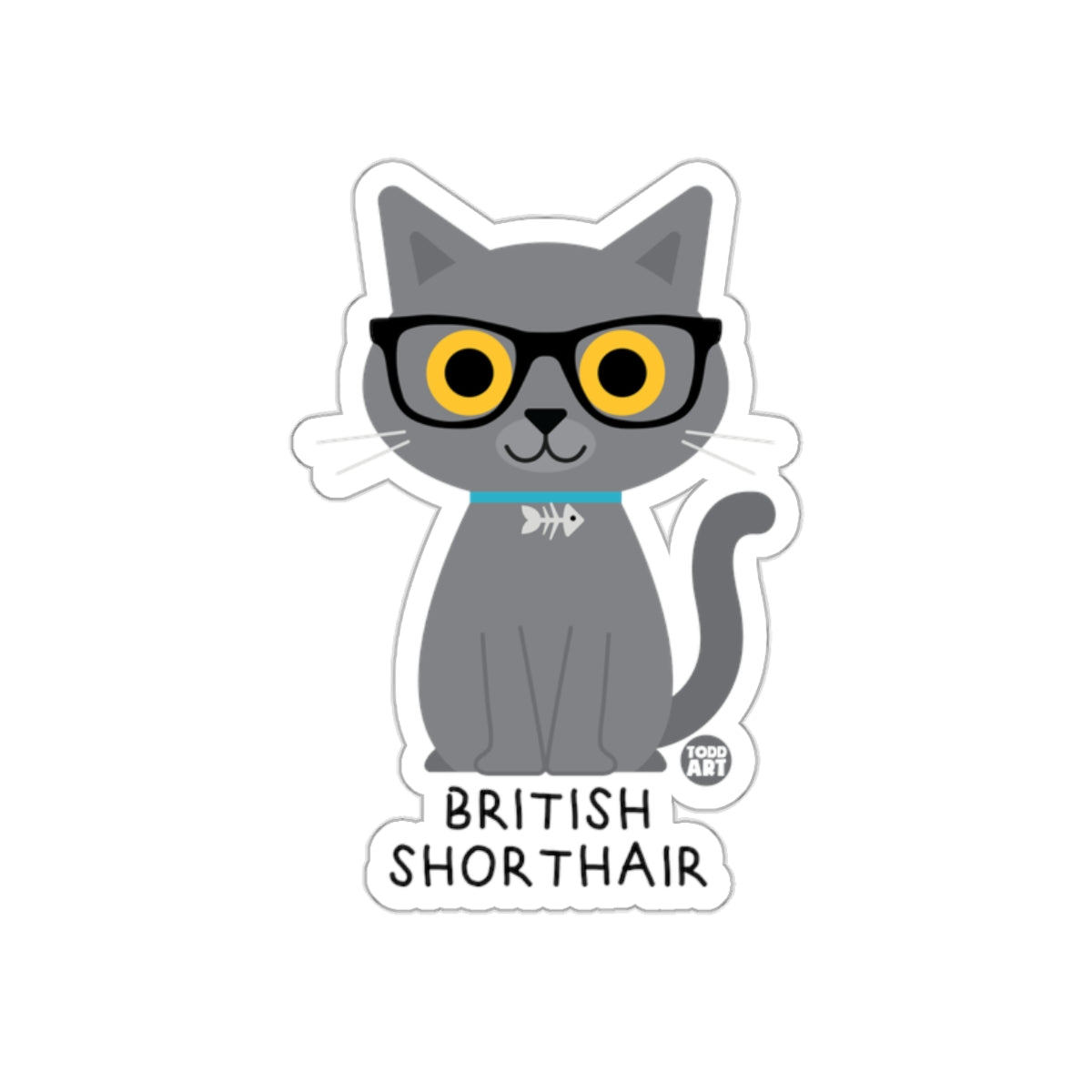 Cute British Shorthair Cat With Glasses Sticker