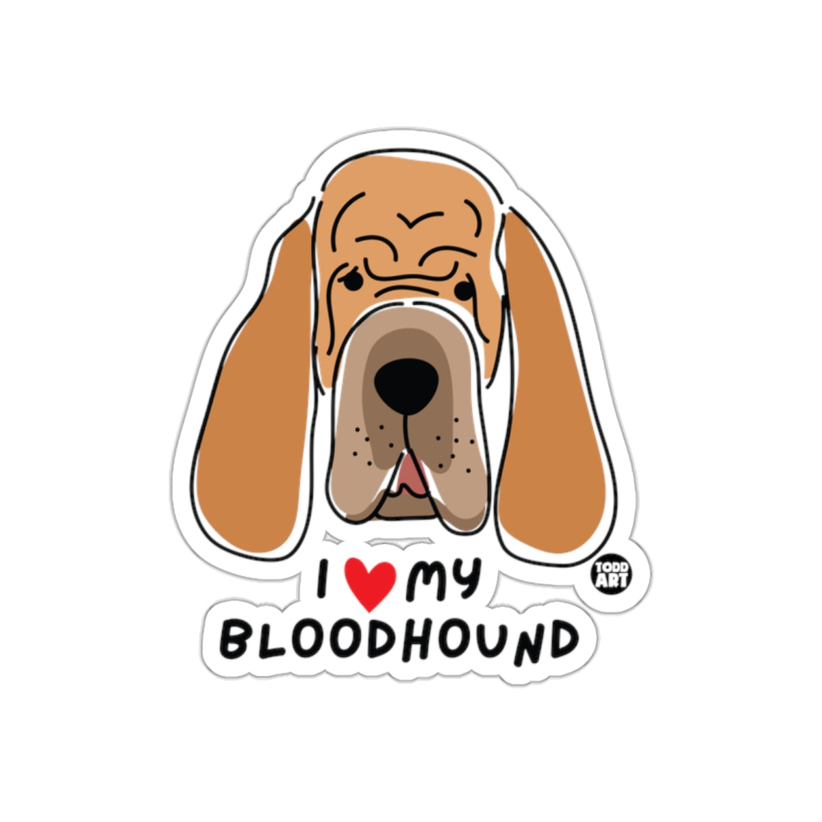 I Love My Bloodhound Cute Dog Sticker Decal Design