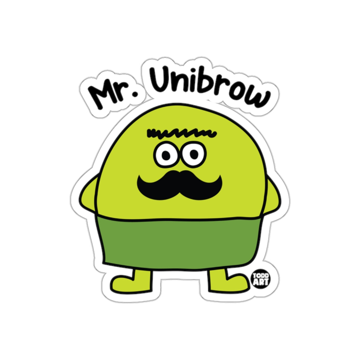 Mr. Unibrow Funny Sticker Character Design
