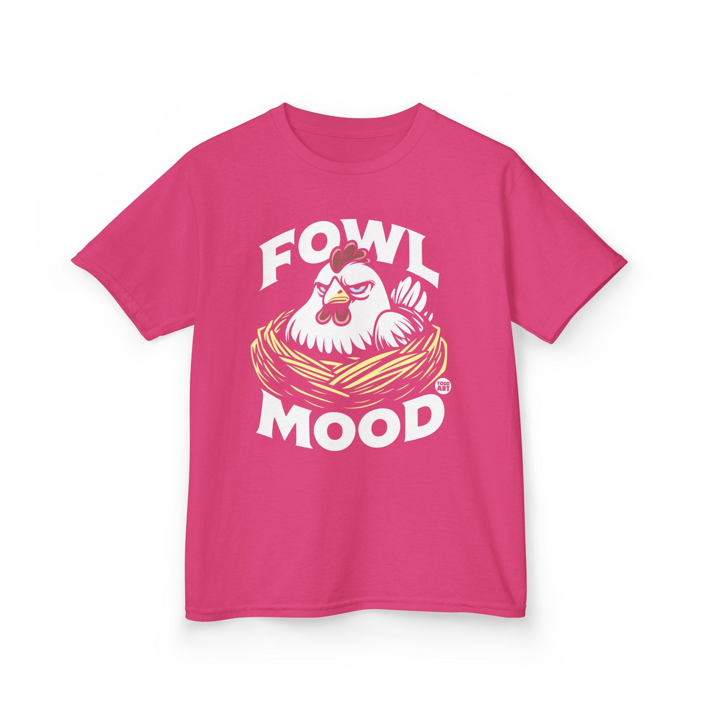Kids T-Shirt — "Fowl Mood" Grumpy Chicken Graphic Tee
