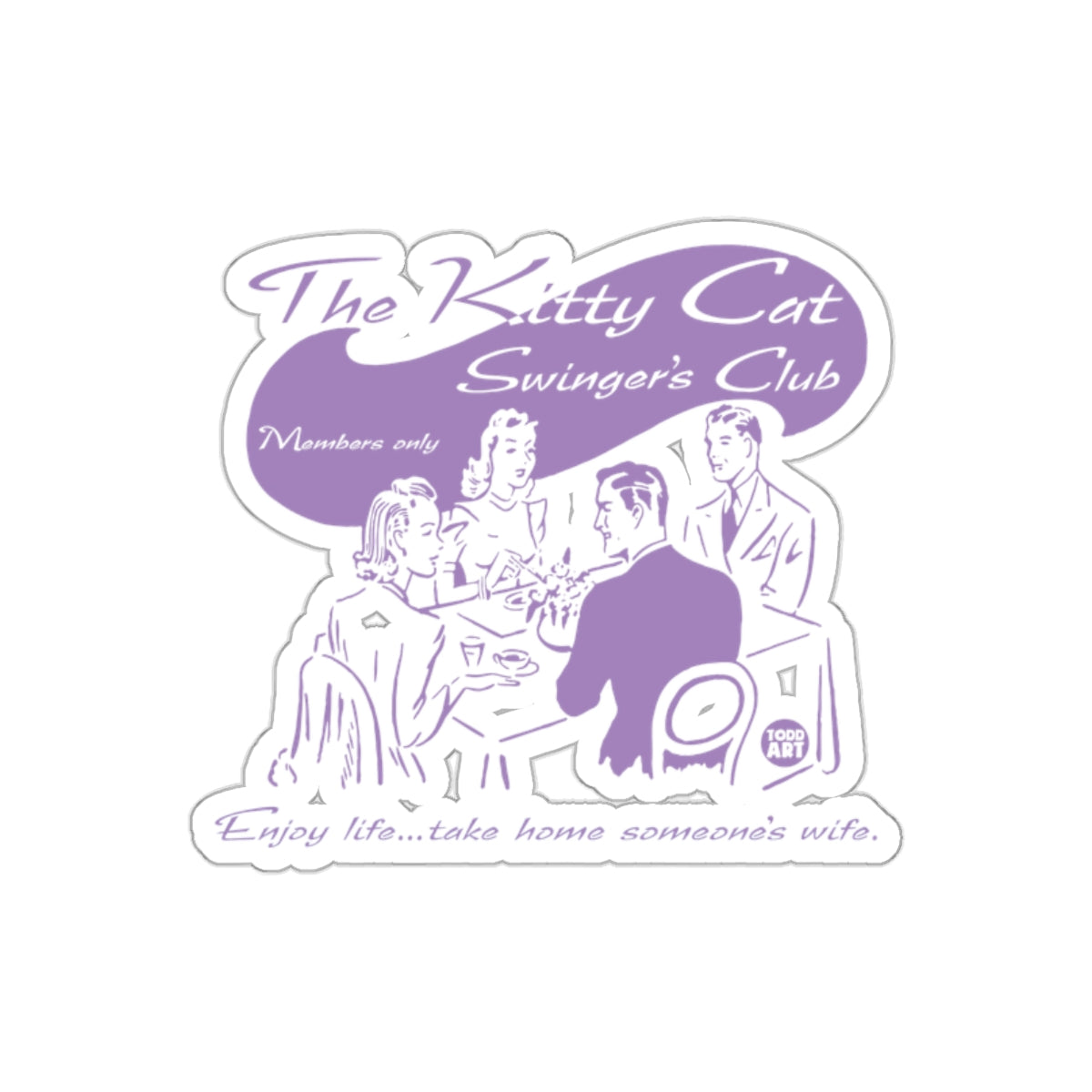 The Kitty Cat Swinger's Club Illustration Design Stickers