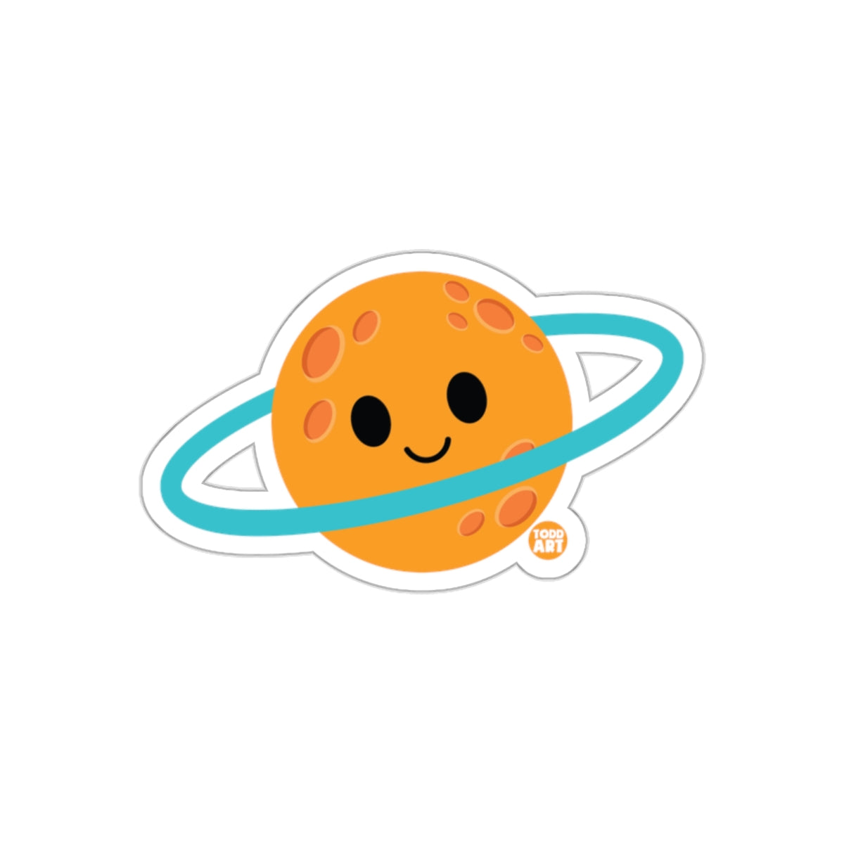 Cute Smiling Saturn with Rings Sticker for Kids and Fun
