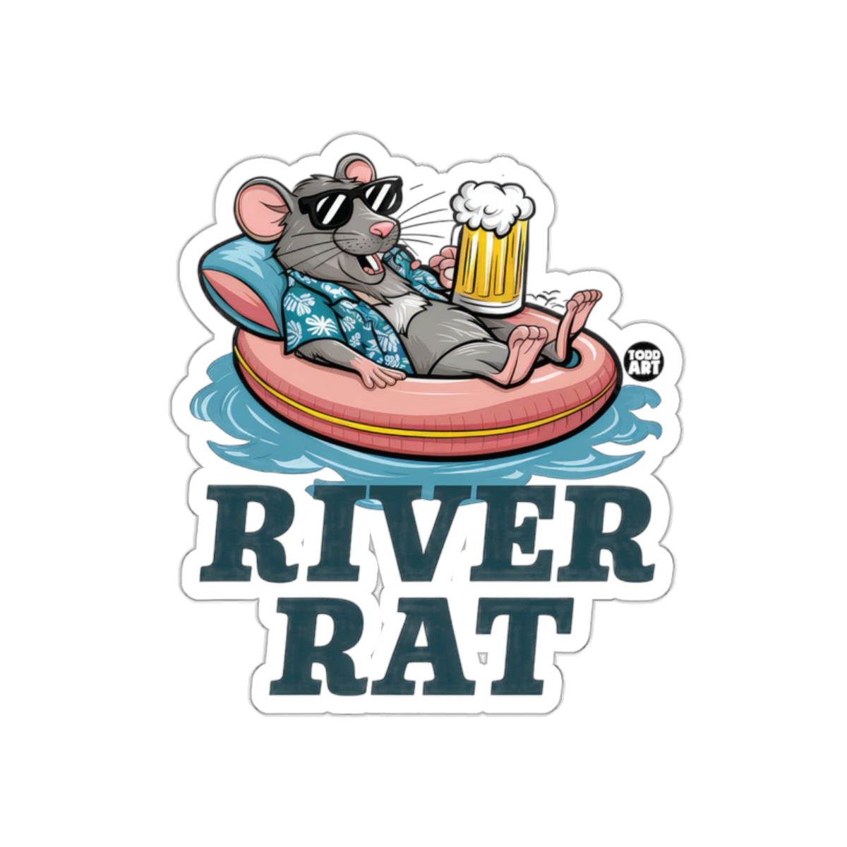 Relaxing River Rat with Sunglasses Sticker
