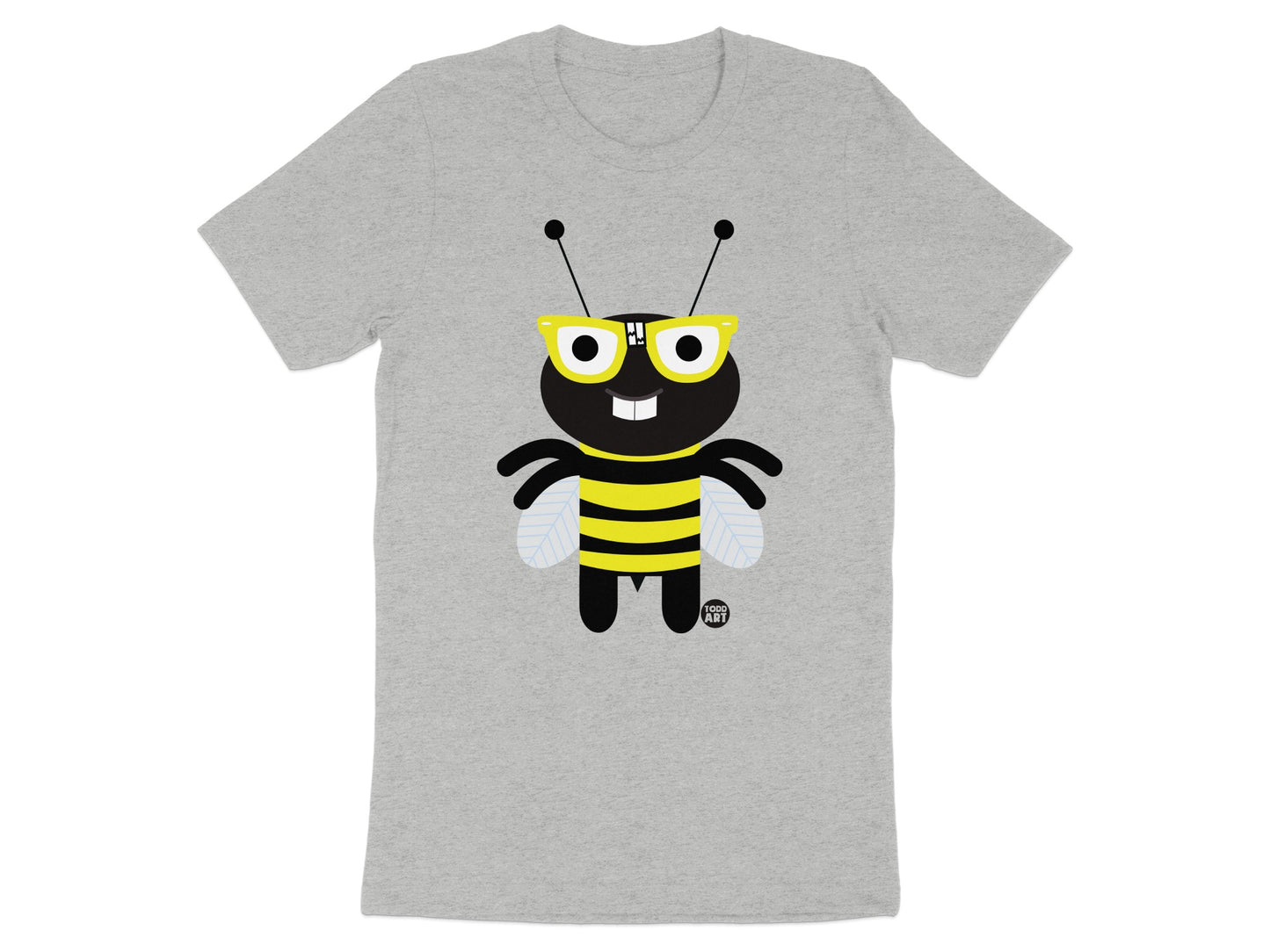 Cute Cartoon Bee with Glasses Graphic T-Shirt