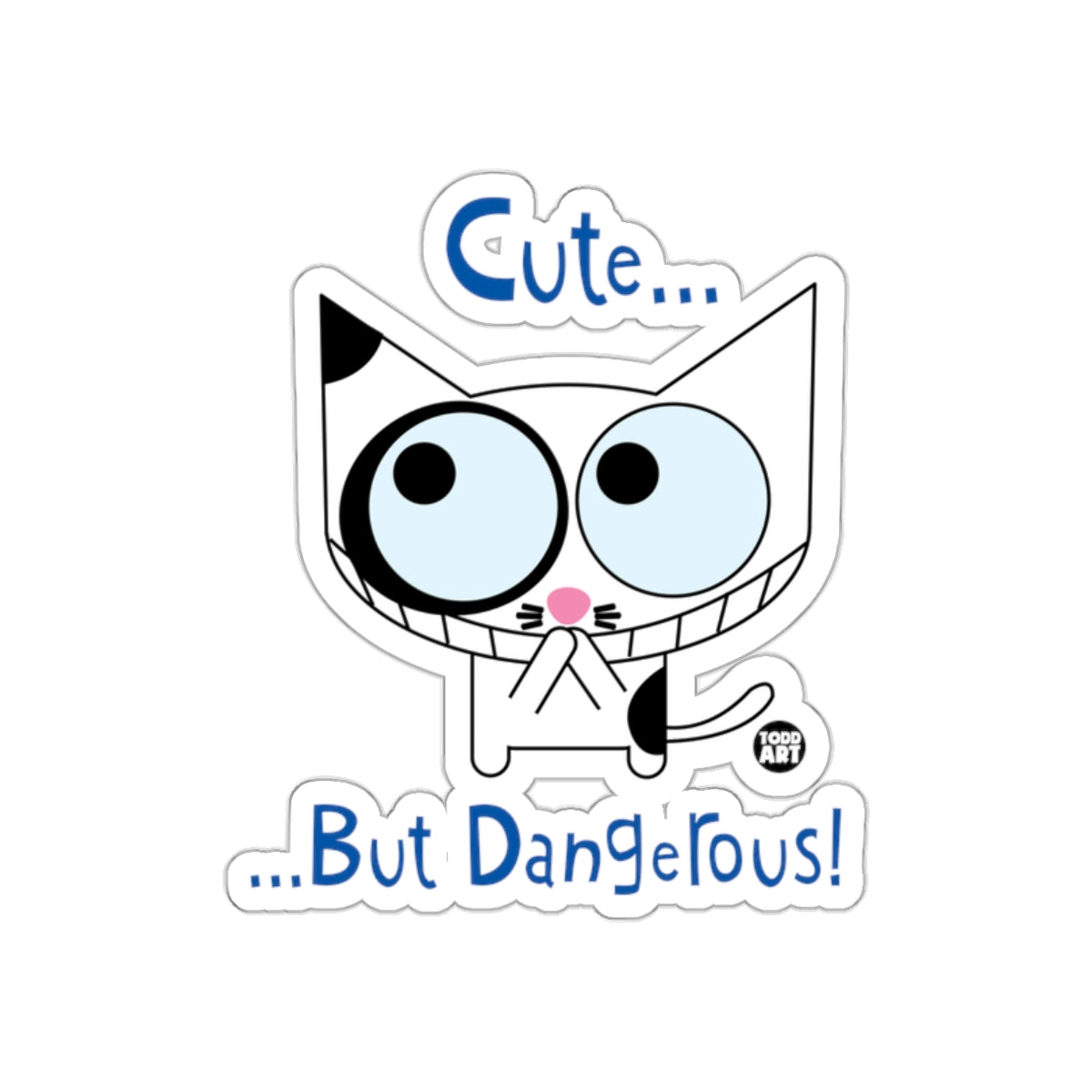 Cute But Dangerous Cartoon Cat Sticker