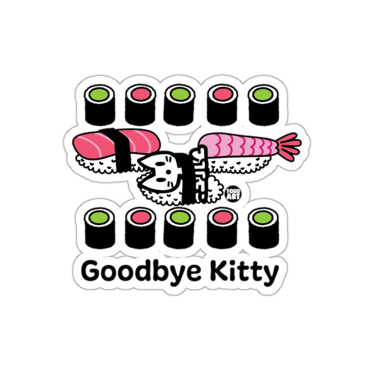 Goodbye Kitty Sushi Cat Sticker Fun Illustration