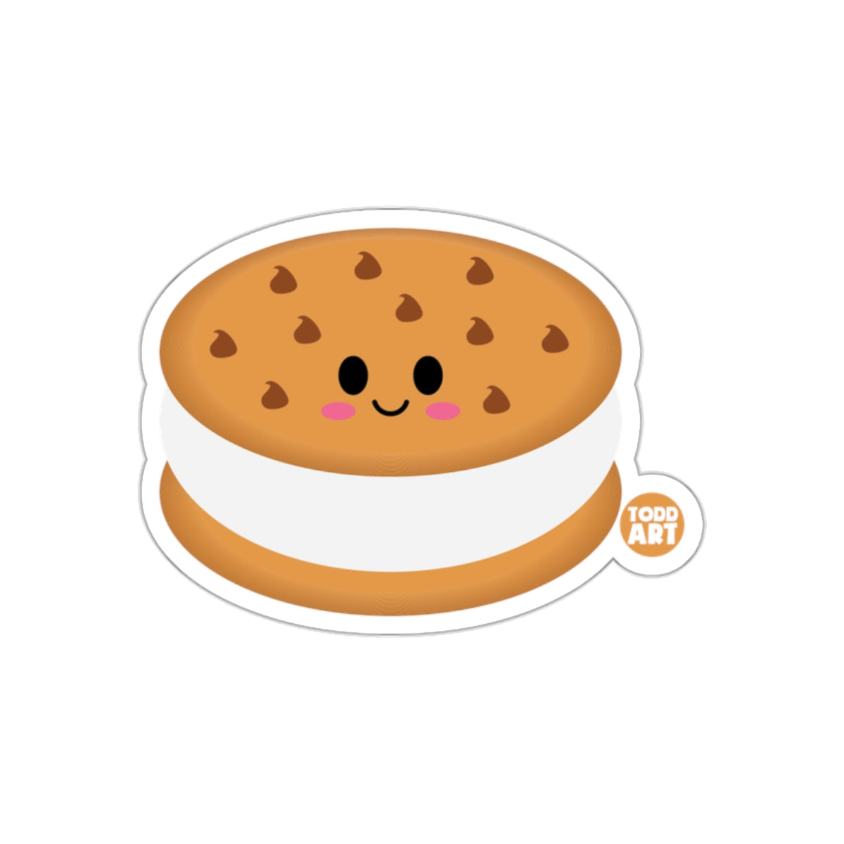 Cute Smiling Ice Cream Sandwich Sticker Todd Art