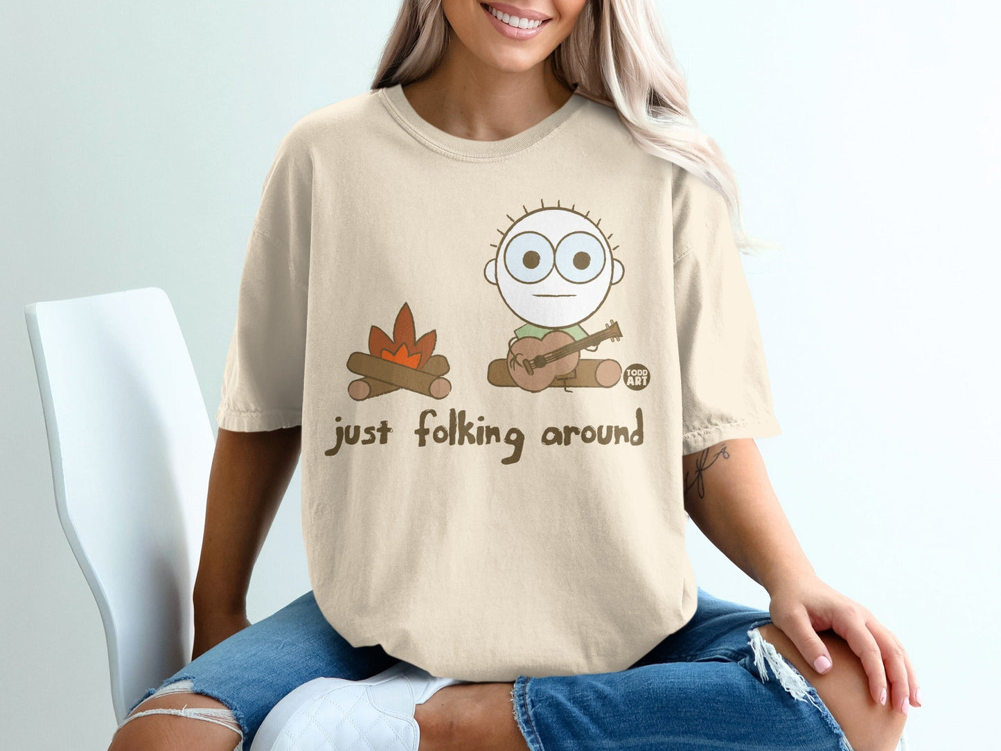 Just Folking Around Guitar Campfire Tee Shirt
