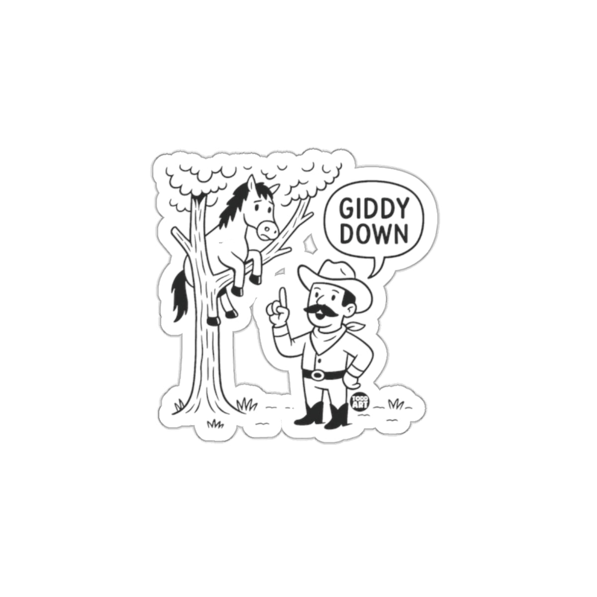 Giddy Down Cowboy and Horse Fun Sticker for Sale
