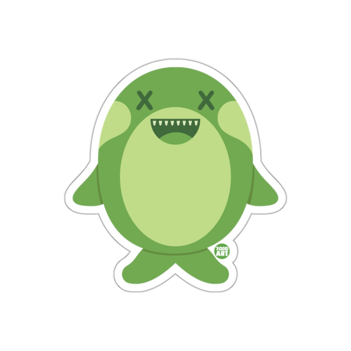 Cute Green Dinosaur Character Sticker Decal Art Print