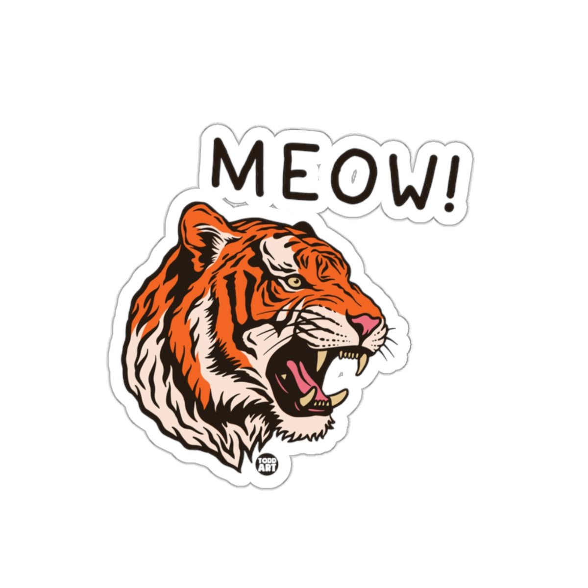 Fierce Tiger with Meow Design Sticker Decal