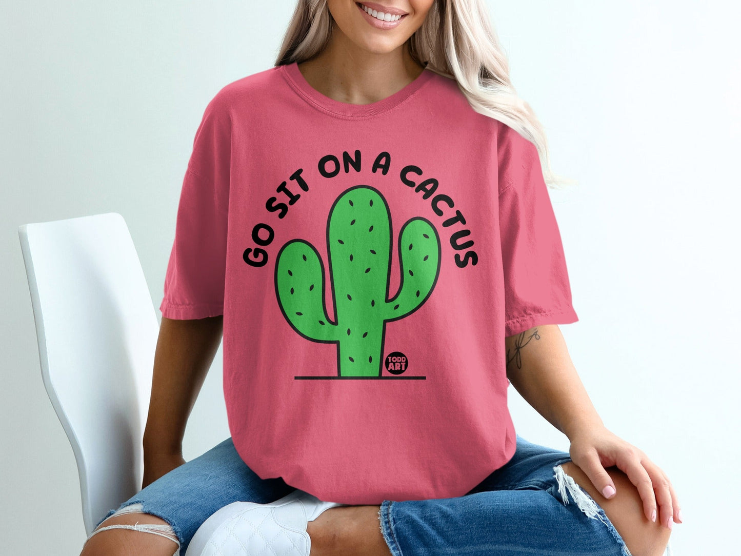 Go Sit On A Cactus Graphic Tee Shirt