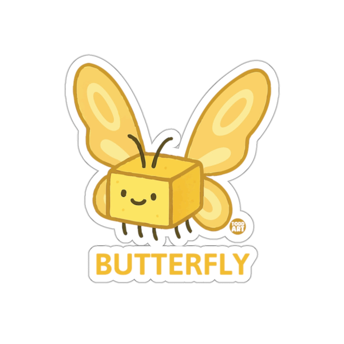 Cute Butterfly with Smiling Yellow Wings Sticker