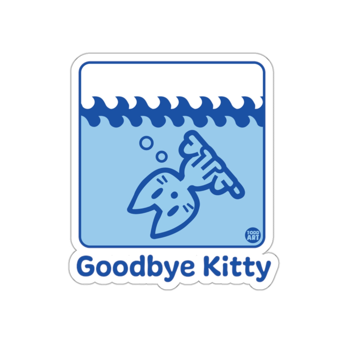 Goodbye Kitty Sticker with Underwater Theme Design