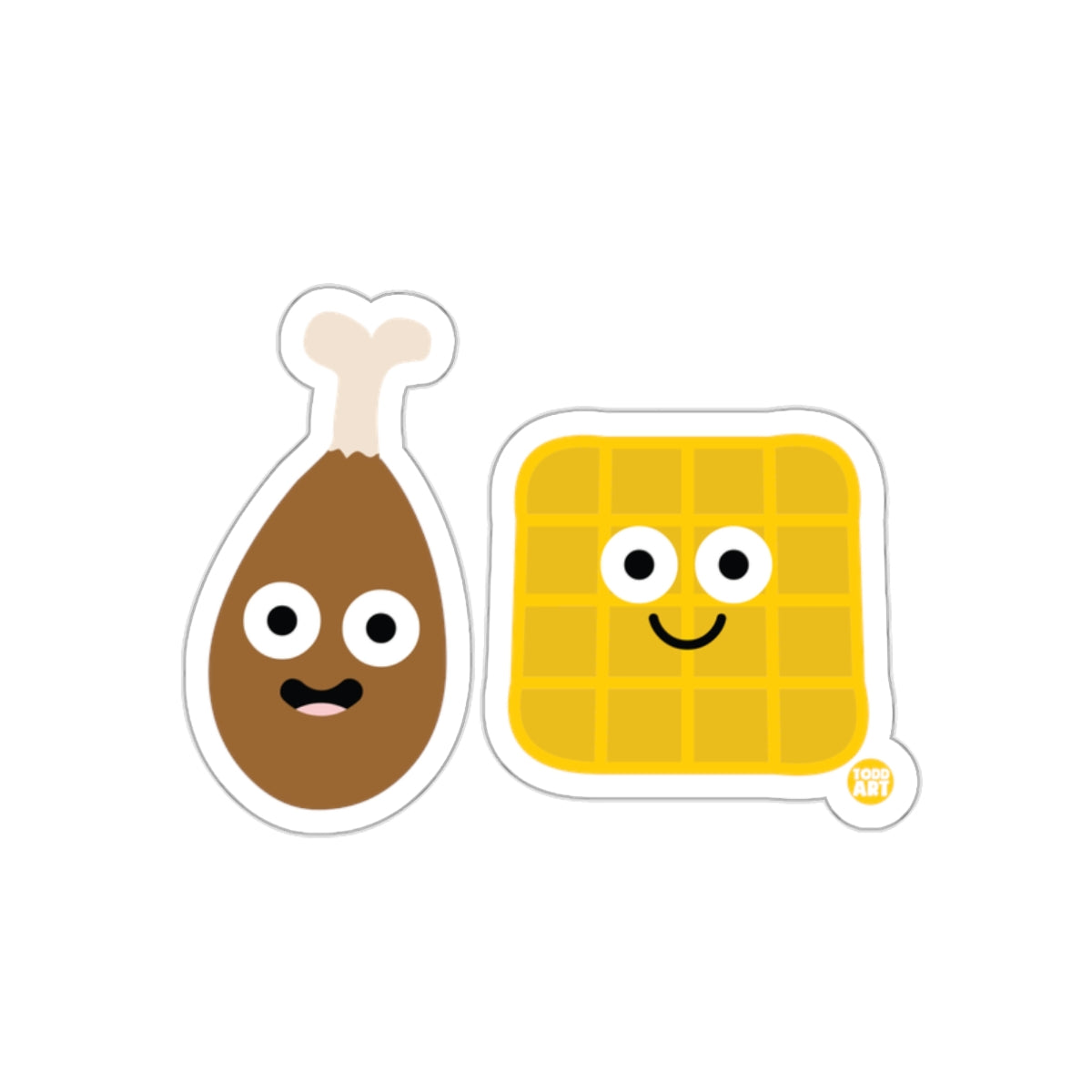 Cute Chicken and Waffle Happy Faces Sticker Set