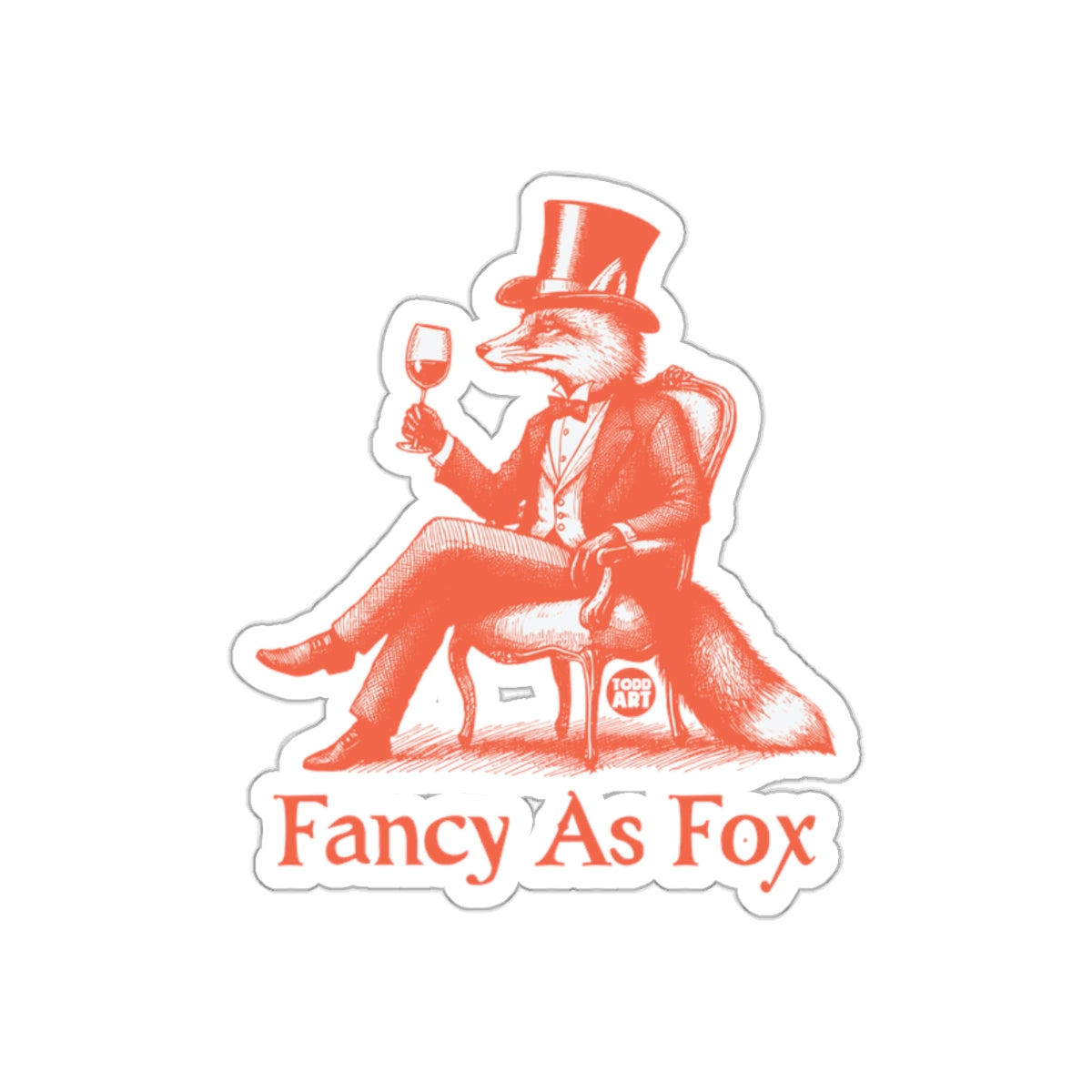 Fancy As Fox Sticker with Elegant Top Hat Illustration