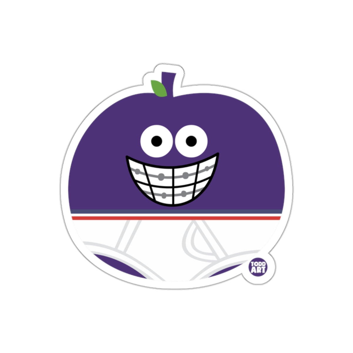 Purple Braces Smiling Fruit Character Sticker
