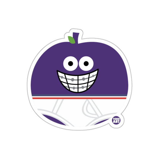 Purple Braces Smiling Fruit Character Sticker