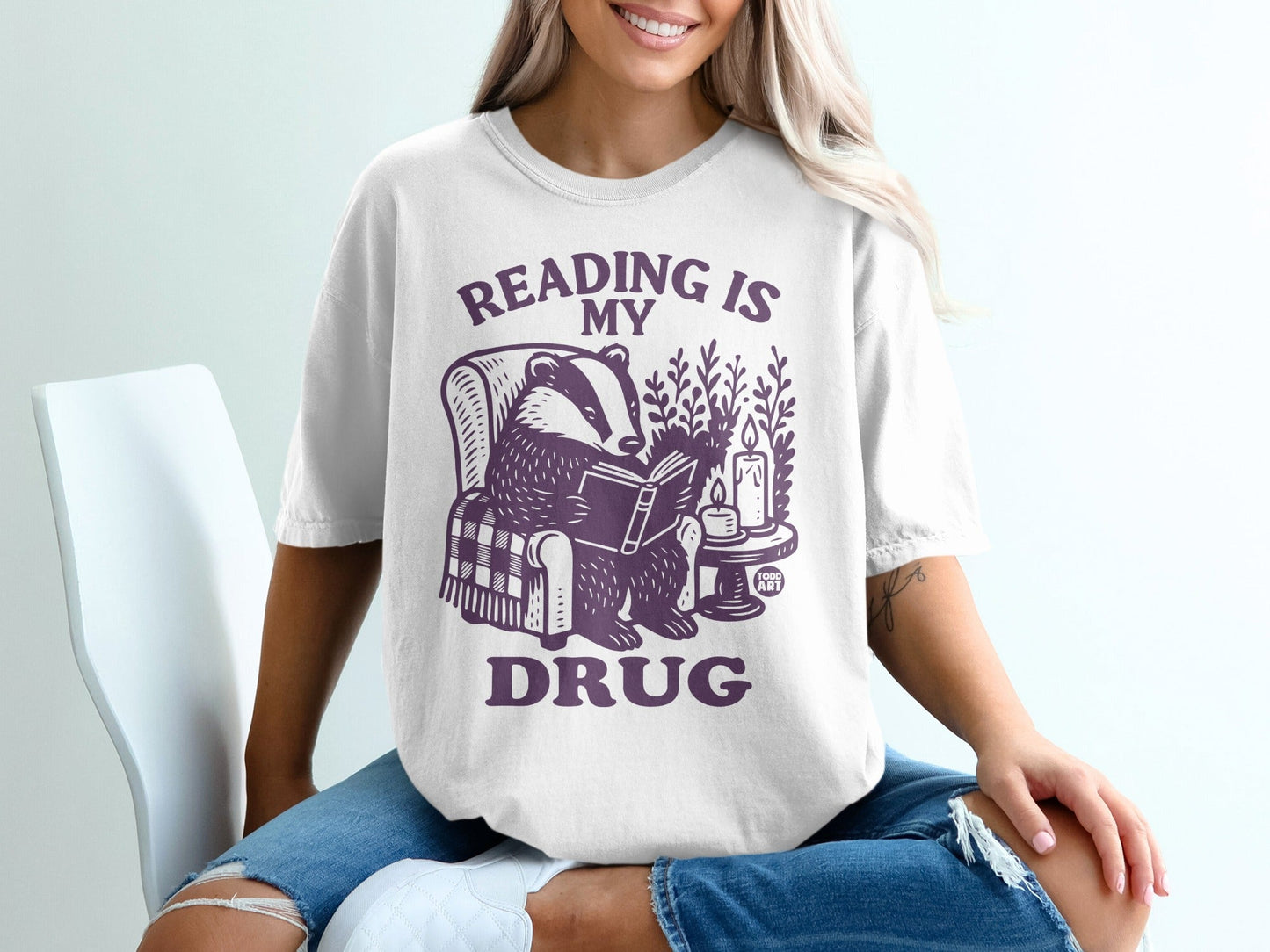 Reading Is My Drug Badger Design T-Shirt