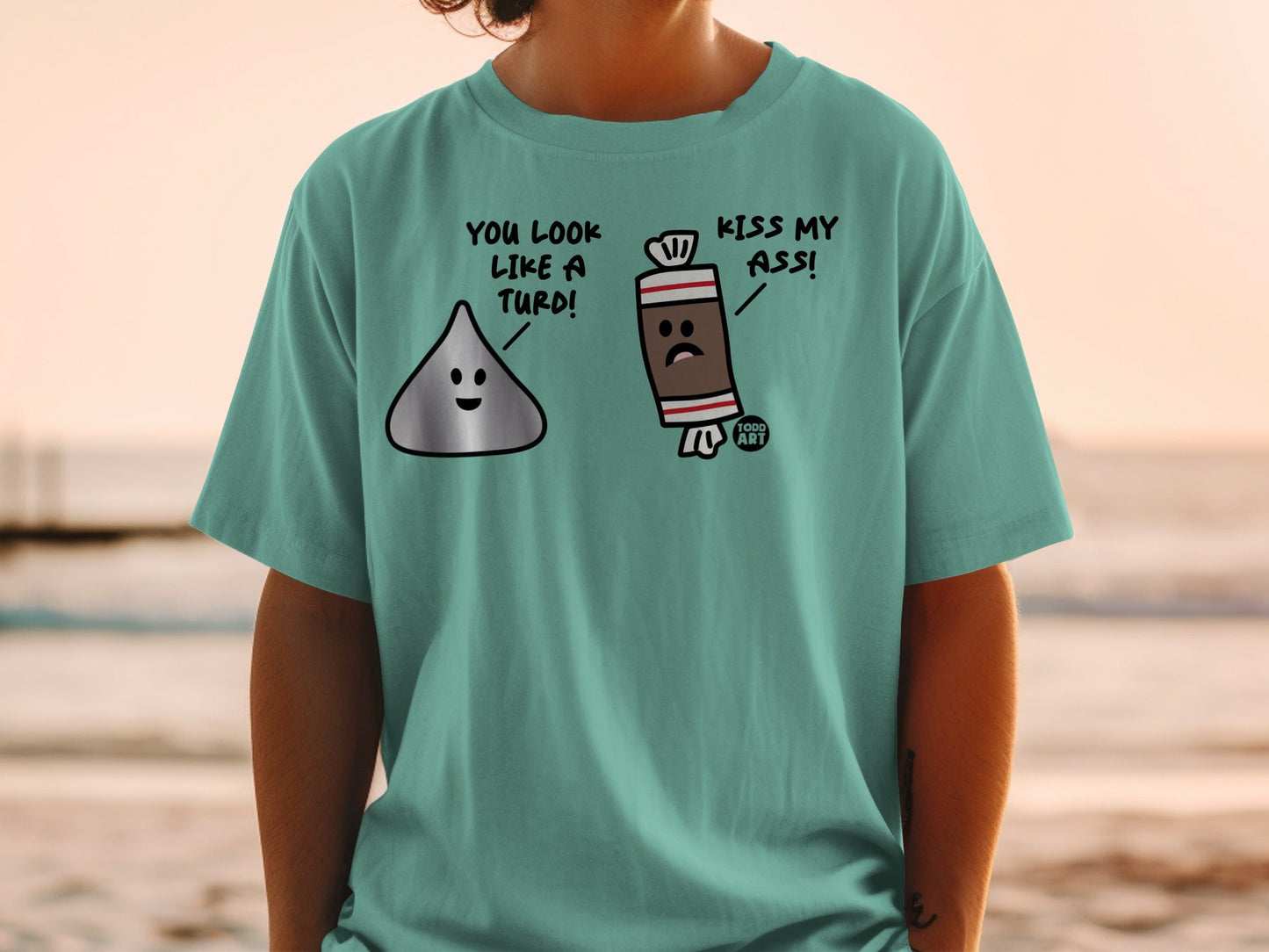 Humorous Cartoon Kiss My Ass Graphic T-shirt