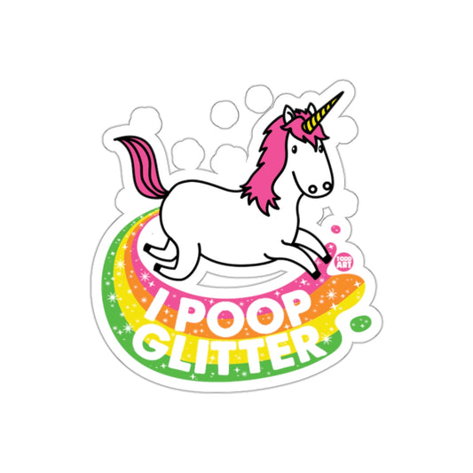 I Poop Glitter Unicorn Rainbow Sticker for Kids