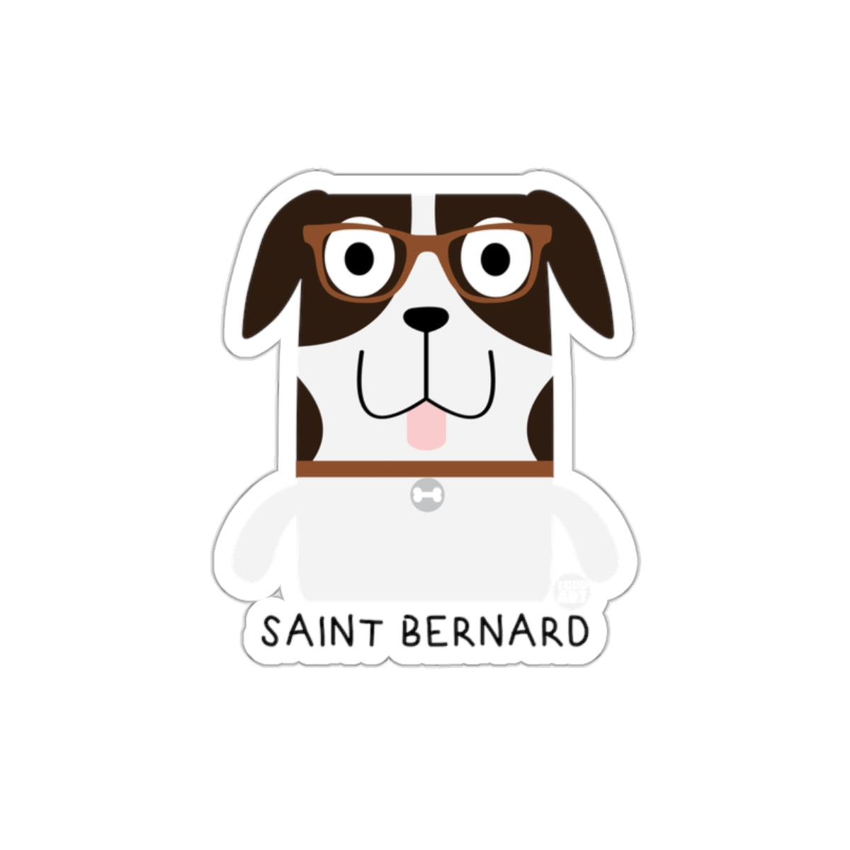 Cute Cartoon Saint Bernard Sticker with Glasses