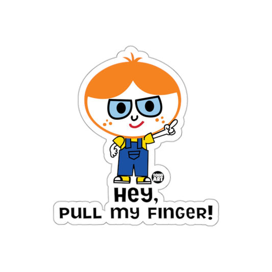 Hey Pull My Finger Cartoon Boy Illustration Stickers