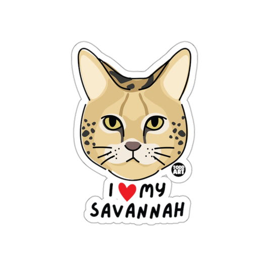 I Love My Savannah Cat Sticker Animal Design